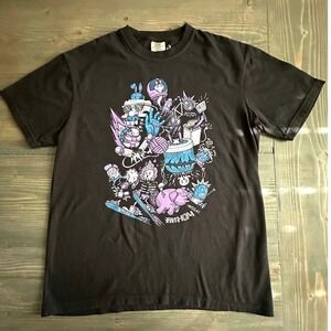 Custom Ink Graphic T-Shirt Black Cartoon Art Purple Blue Mens Size L